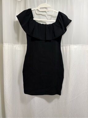 One Clothing Black One-Shoulder Ruffle Bodycon Dress